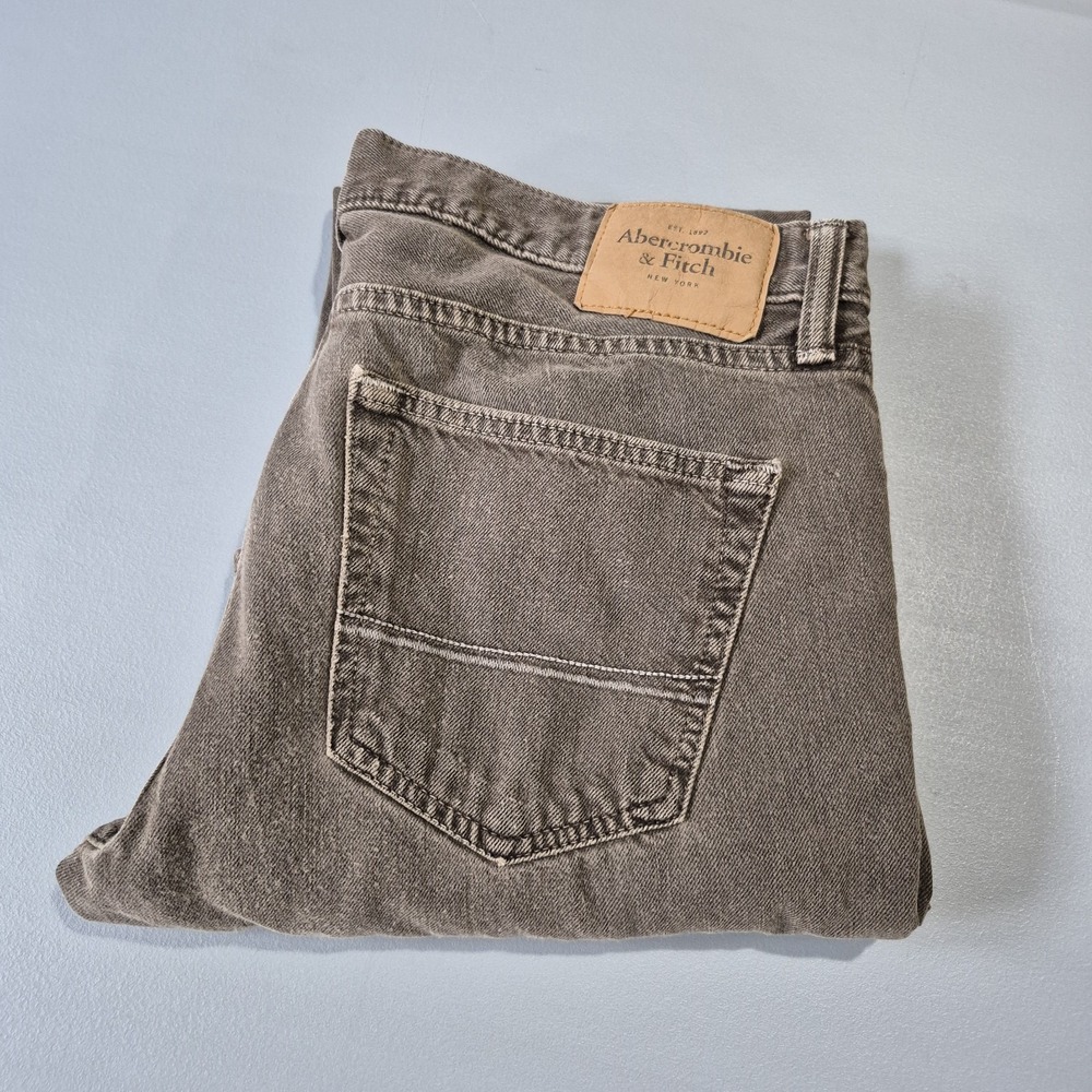 Y2K Abercrombie & Fitch Jeans Mens 34x34 Brown Low Rise Slim Straight Cotton